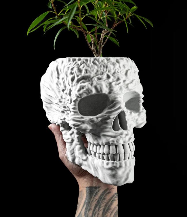Totenkopf Pflanztopf – Makaber schön in 3D
