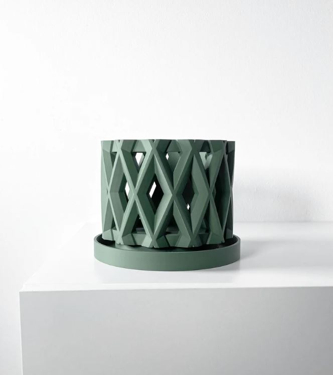 Alune Pflanztopf – Geometrischer 3D-Orchideentopf mit Rautenmuster und optimaler Belüftung