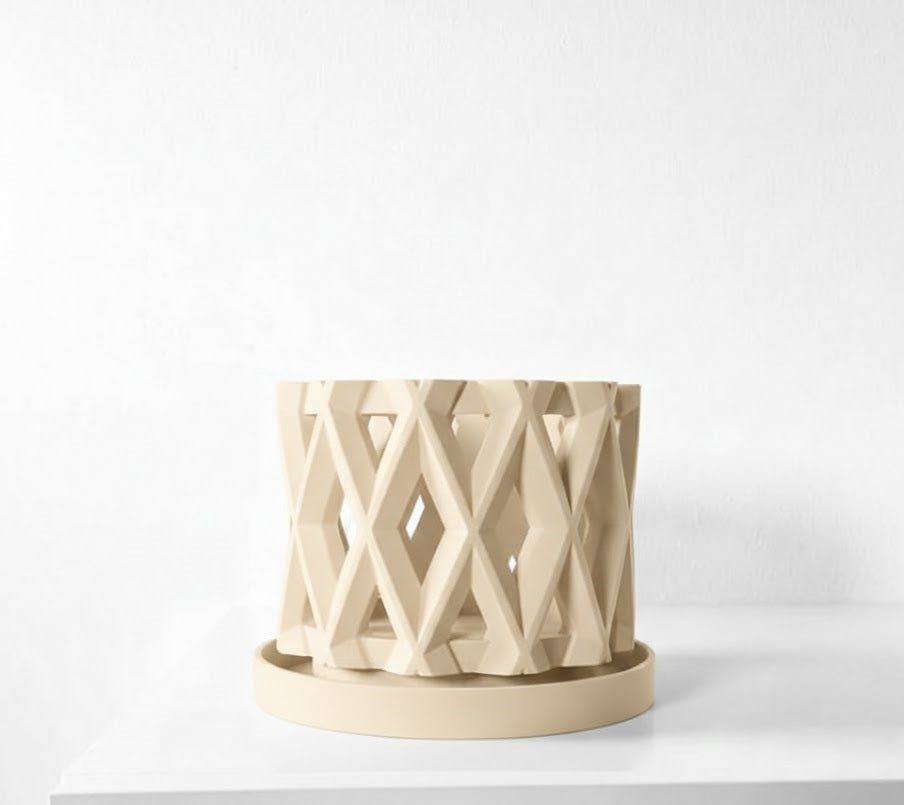 Alune Pflanztopf – Geometrischer 3D-Orchideentopf mit Rautenmuster und optimaler Belüftung