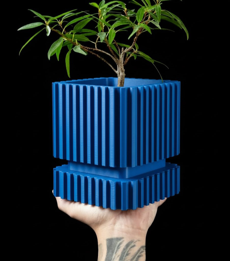 Gestreifter – Der kantige 3D-Pflanztopf mit Charakter