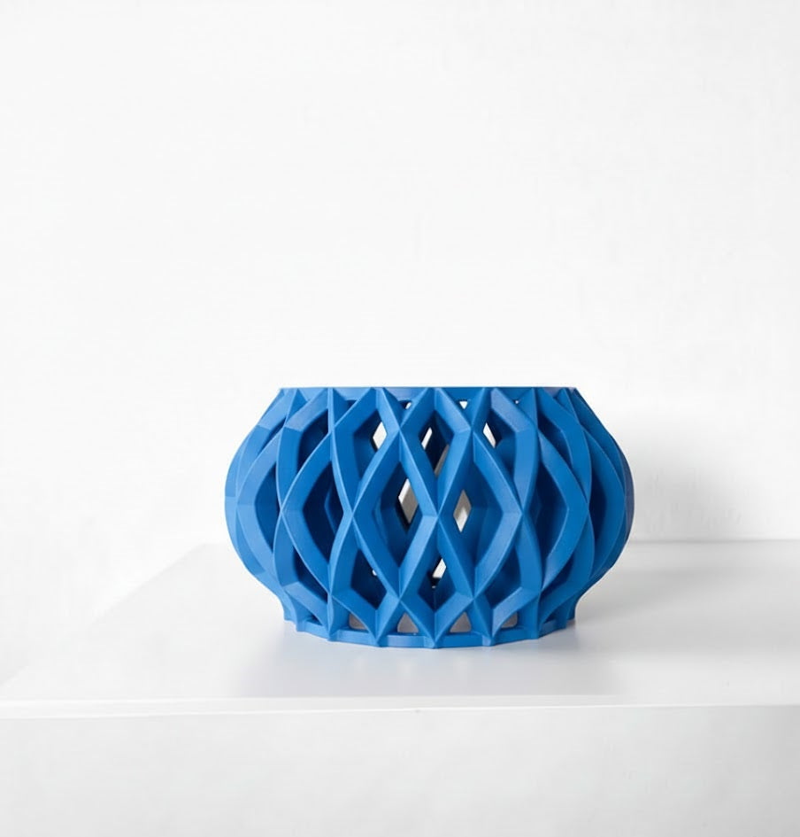 Elson Pflanztopf – Skulpturaler 3D-Orchideentopf mit organischer Gitterform und Abtropfschale