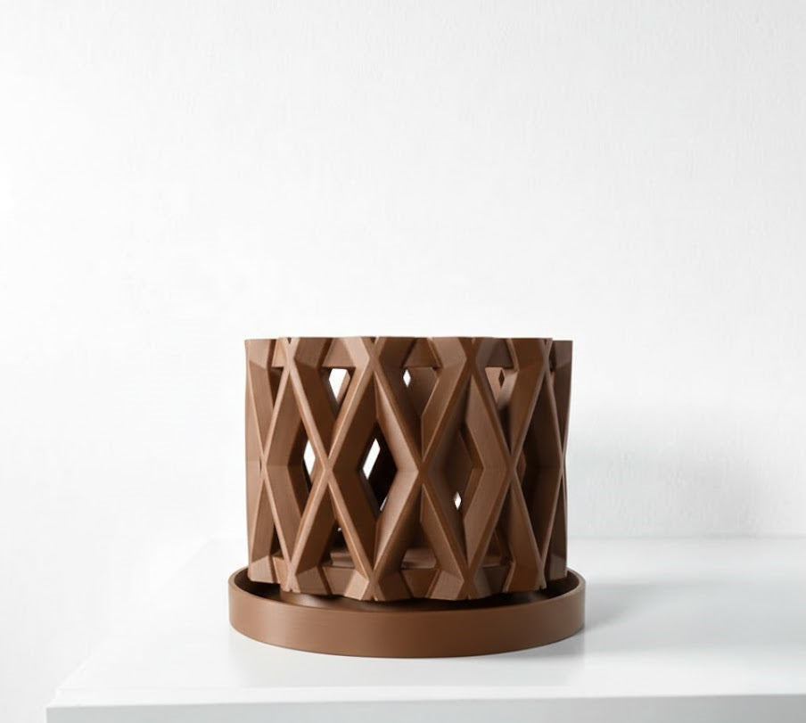 Alune Pflanztopf – Geometrischer 3D-Orchideentopf mit Rautenmuster und optimaler Belüftung