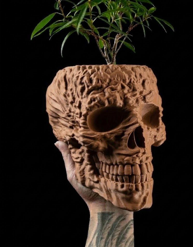 Totenkopf Pflanztopf – Makaber schön in 3D