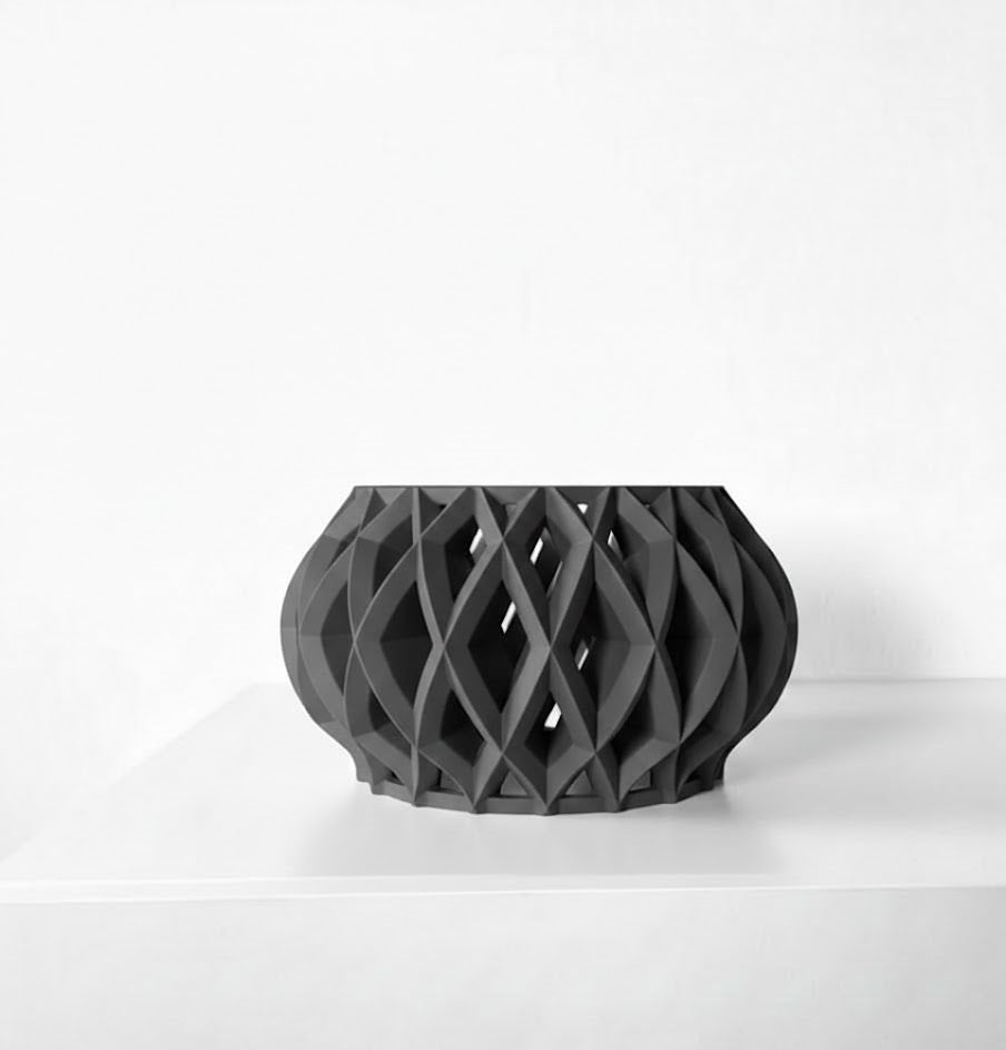 Elson Pflanztopf – Skulpturaler 3D-Orchideentopf mit organischer Gitterform und Abtropfschale