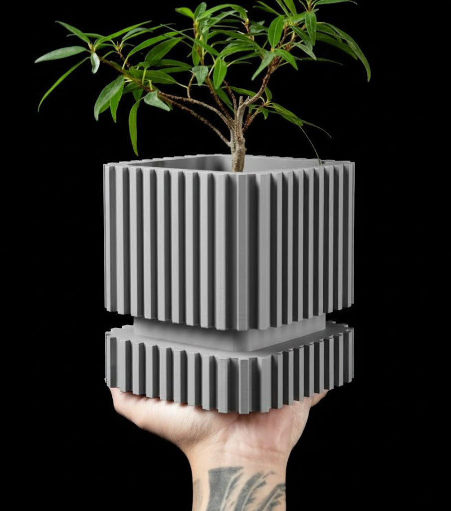 Gestreifter – Der kantige 3D-Pflanztopf mit Charakter
