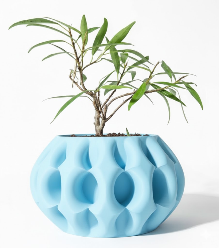 Der Xiomu – Skulpturaler 3D-Pflanztopf mit futuristischer Tiefenstruktur