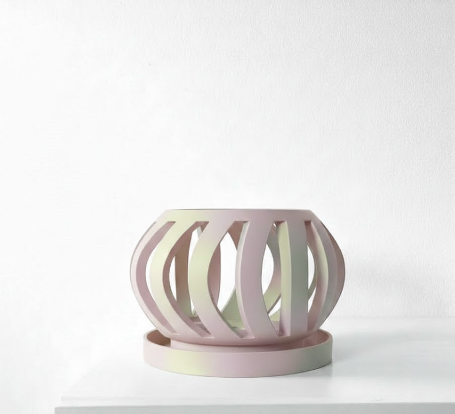 Oryx Pflanztopf – Eleganter 3D-Orchideentopf mit geschwungener Belüftungsstruktur und Abtropfschale
