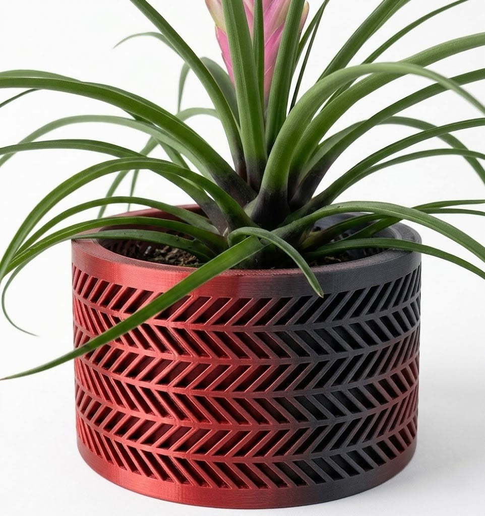 Quen Pflanztopf – Zeitloser 3D-Pflanztopf mit markanter Chevron-Struktur