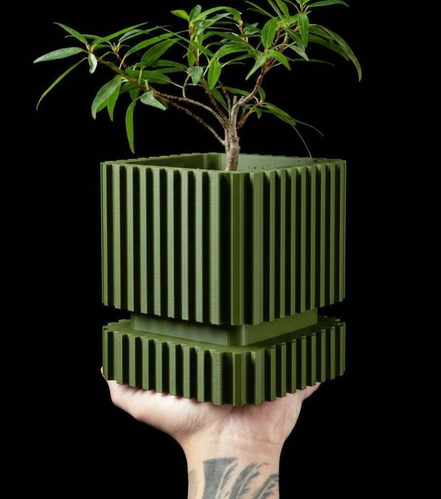 Gestreifter – Der kantige 3D-Pflanztopf mit Charakter