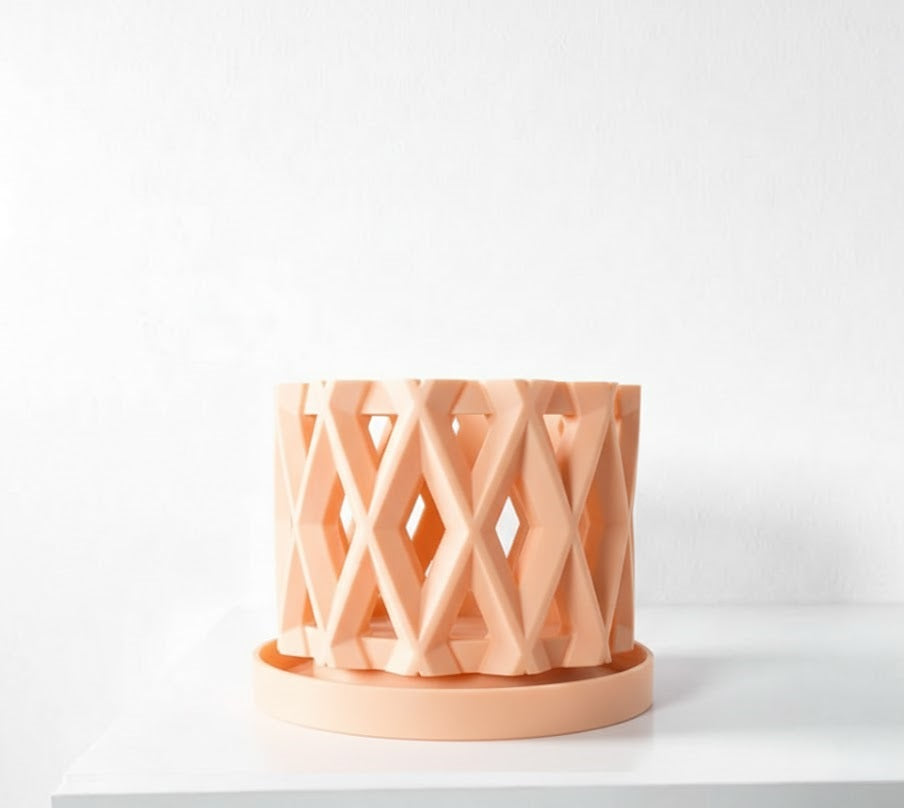 Alune Pflanztopf – Geometrischer 3D-Orchideentopf mit Rautenmuster und optimaler Belüftung
