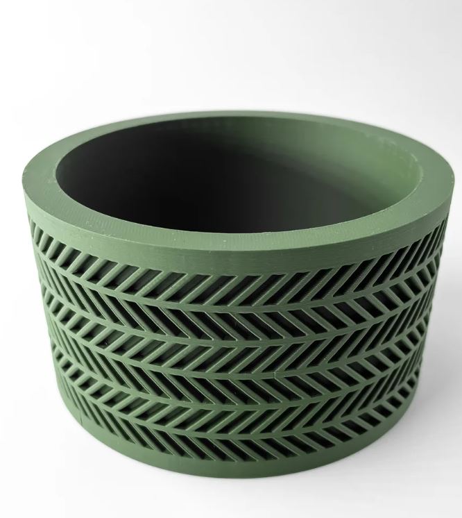 Quen Pflanztopf – Zeitloser 3D-Pflanztopf mit markanter Chevron-Struktur