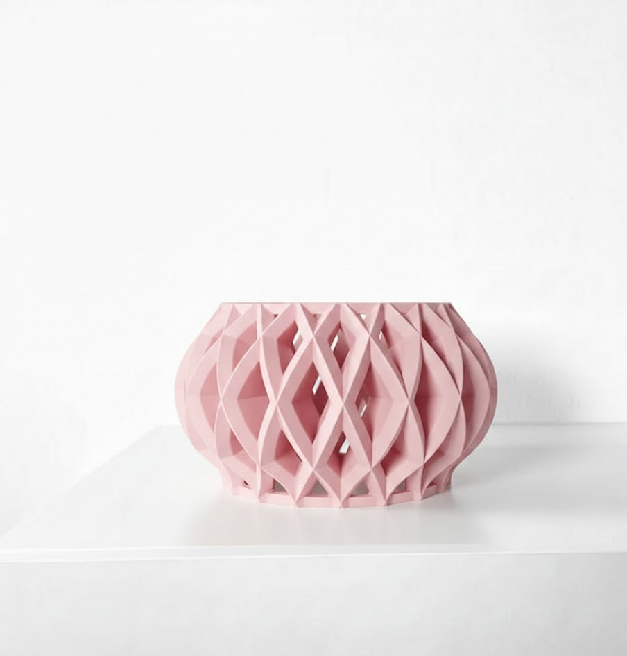 Elson Pflanztopf – Skulpturaler 3D-Orchideentopf mit organischer Gitterform und Abtropfschale