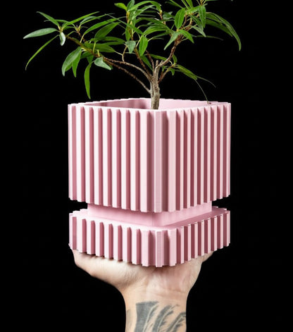 Gestreifter – Der kantige 3D-Pflanztopf mit Charakter