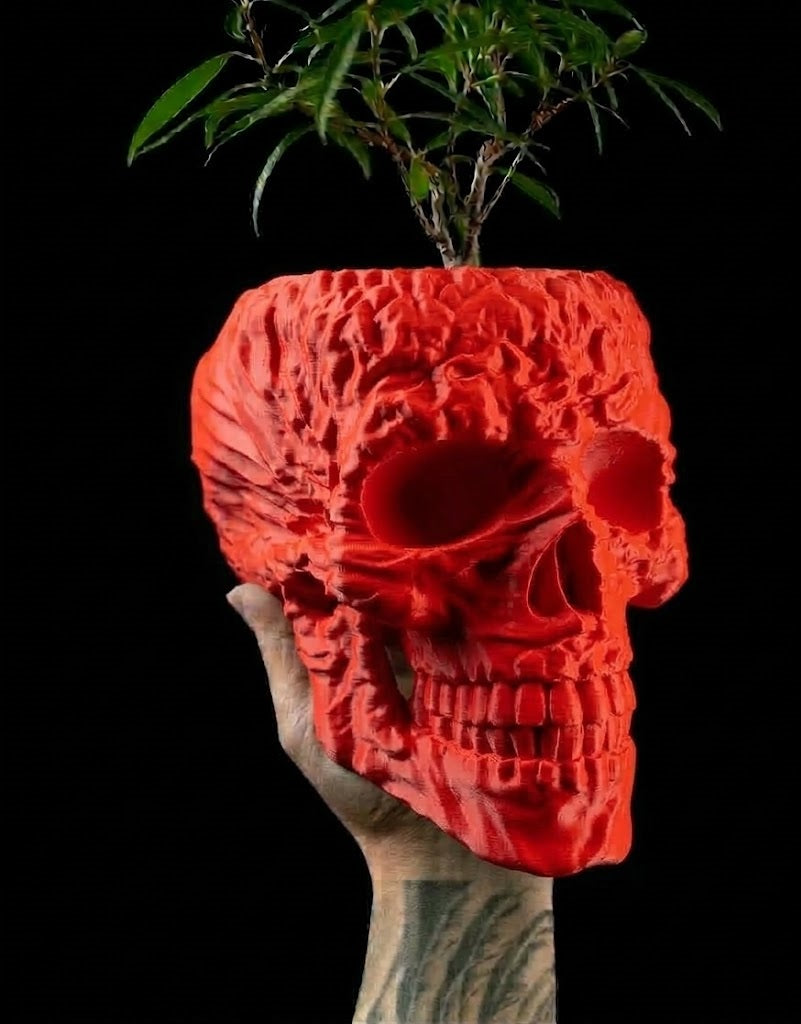 Totenkopf Pflanztopf – Makaber schön in 3D