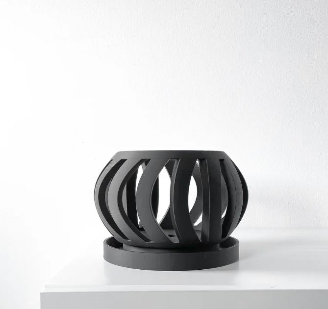 Oryx Pflanztopf – Eleganter 3D-Orchideentopf mit geschwungener Belüftungsstruktur und Abtropfschale