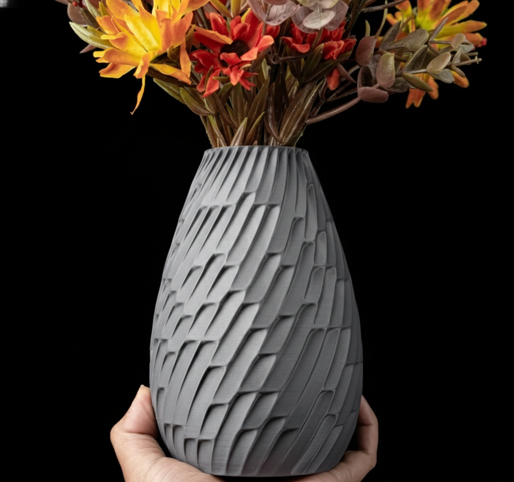 Vase "Tavon" – 3D-gedruckte Kunst mit rhythmischer Textur