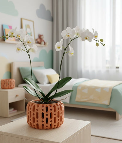 Ritar Pflanztopf – Geometrischer 3D-Orchideentopf mit facettenreicher Struktur und Belüftungsdesign