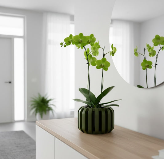 Frenor Pflanztopf – Moderner 3D-Orchideentopf mit weicher Lamellenform und Belüftungssystem