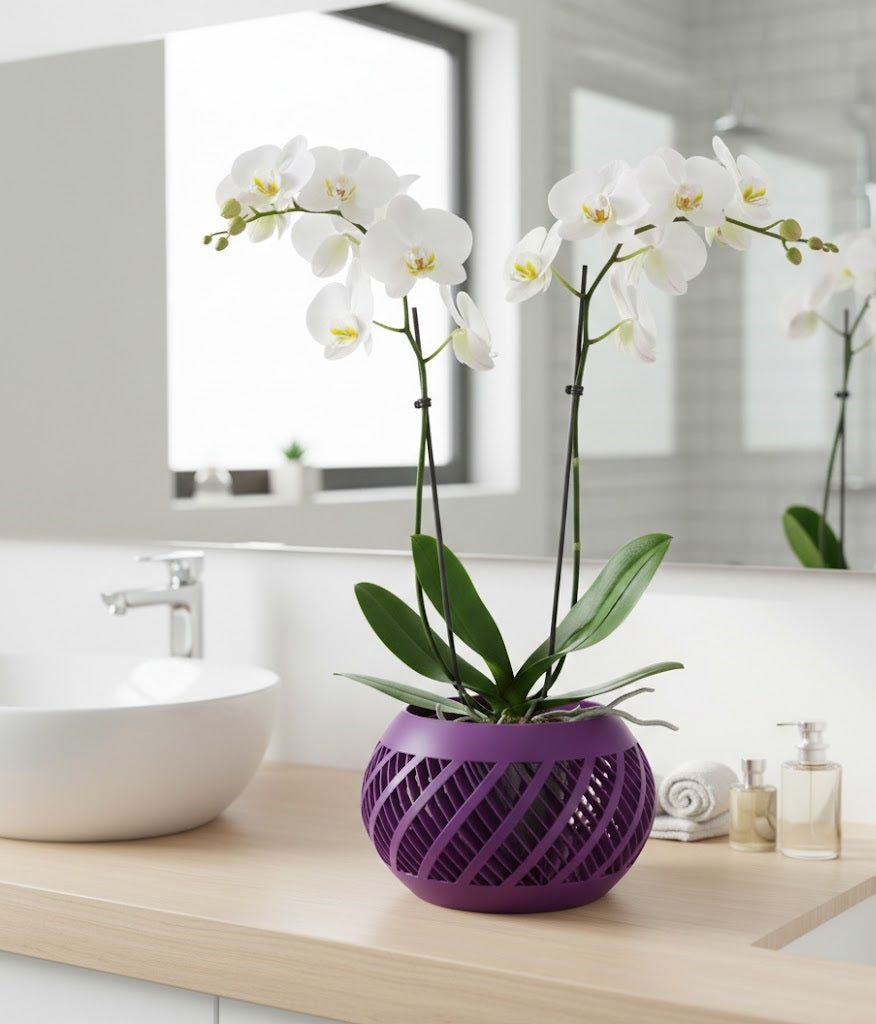 Elvik 3D Orchideen-Pflanztopf – Spiraldynamik für stilvolles Pflanzenwachstum